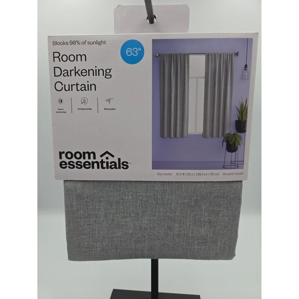 Room Essentials Heathered Gray Blackout Curtain Panel 42x63